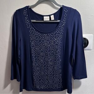 Chico's Midnight Blue Studded Top